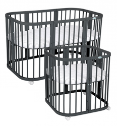 Waldin Łóżeczko Dziecięce 7w1 z Materacem Grafit