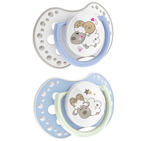 Lovi Dynamiczny Smoczek Uspokajający 3-6m Silikonowy 2szt. 22/810 Night&Day Boy Lamb