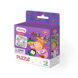Dodo Toys Puzzle + Kolorowanka 16el Renifer i Pingwin