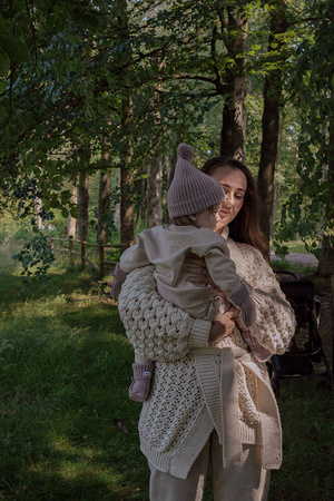 Lodger Czapeczka z wełny merino 100% różowa Rose 6-12m