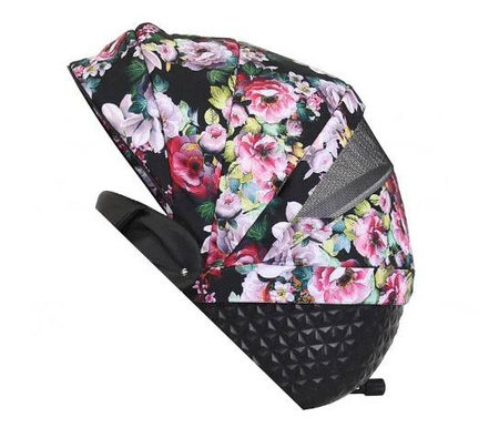 Kunert Tiaro Wózek Głęboko-Spacerowy 2w1 Róż + Kwiaty Biała Rama Koła Żelowe