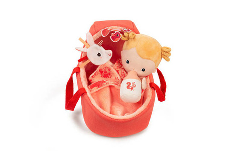 Lilliputiens Lalka Dzidziuś w Gondoli z Komforterem i Butelką Mleka Lena 12 m+