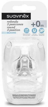Suavinex Smoczki Do Butelek Kształt Okragły +0m Przepływ Wolny 2szt.