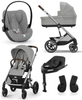 Cybex Balios S Lux 2.0 Wózek Głęboko- Spacerowy Stone Grey + Cloud G I-Size Fotelik Samochodowy 0-13kg + Baza G + Adaptery