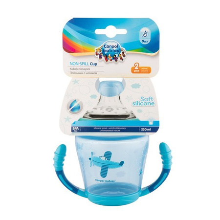 Canpol babies kubek niekapek miękki silikonowy ustnik 230ml TOYS 56/502_blu Niebieski