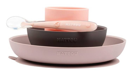 Nattou Zestaw Naczyń Silikonowych bez BPA, 4 szt. Różowo-Fioletowy