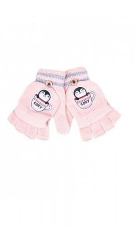 Rękawiczki 5p dziewczynka , naszywka haft i kapturek 14