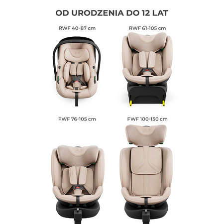 Kinderkraft Zestaw 3w1 Endura Safe Modular System Fotelik Samochodowy 0-36 kg Beżowy