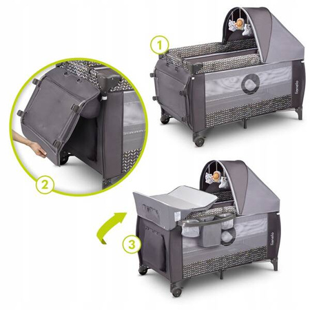 Lionelo Sven Plus Łóżeczko Turystyczne Grey Scandi