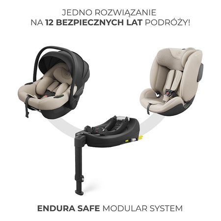Kinderkraft Zestaw 3w1 Endura Safe Modular System Fotelik Samochodowy 0-36 kg Beżowy
