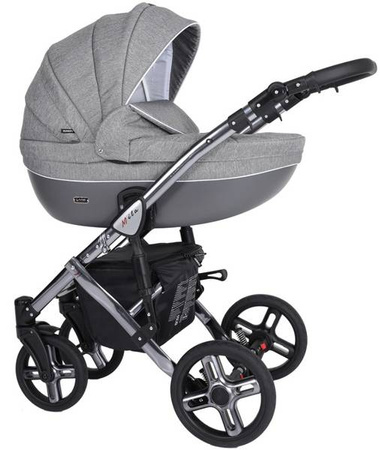 Kunert Mila Premium Wózek Głęboko-Spacerowy 2w1 Grafit + Jeans Grafitowa Rama Koła Żelowe