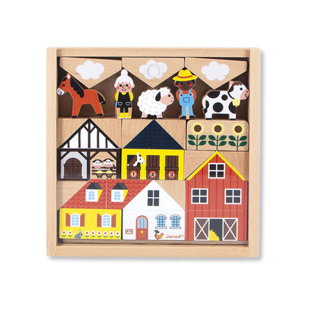 Janod Zestaw klocków i figurek 34 el. Wieś Cross Roads 2+
