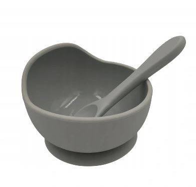 Baby in World Miska Silikonowa Z Przyssawką I Łyżeczką Grey