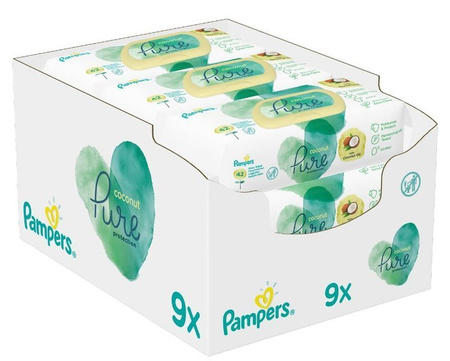 Pampers Chusteczki Nawilżane Coconut Pure 9x42 Sztuk Chusteczek