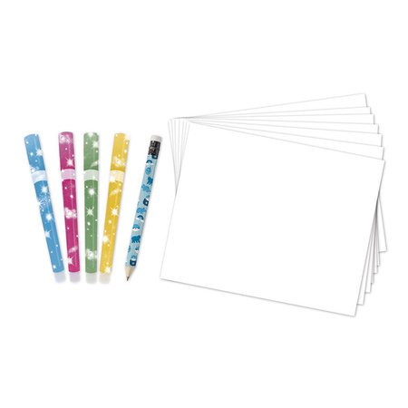 Janod Zestaw kreatywny Rysowanie krok po kroku z brokatowymi markerami 20 rysunków i kolorowanek 6+