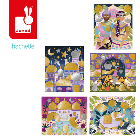 Janod Zestaw kreatywny Metalowe naklejki do wytłaczania Bollywood 7+