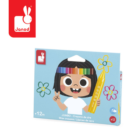 Janod Kredki woskowe 12 kolorów 12m+