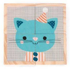 Janod Klocki Drewniane Puzzle 6w1 Las