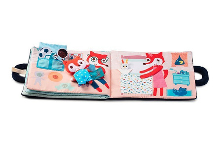 LILLIPUTIENS Miękka książeczka aktywizująca z mini-przytulanką „Dobranoc, mały lisku” 18 m+