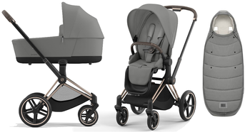 Cybex Priam 4.0 Wózek Głęboko-Spacerowy Mirage Grey + Cybex Platinum Śpiworek