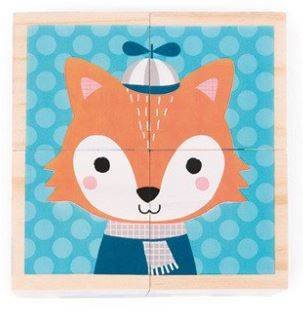 Janod Klocki Drewniane Puzzle 6w1 Las