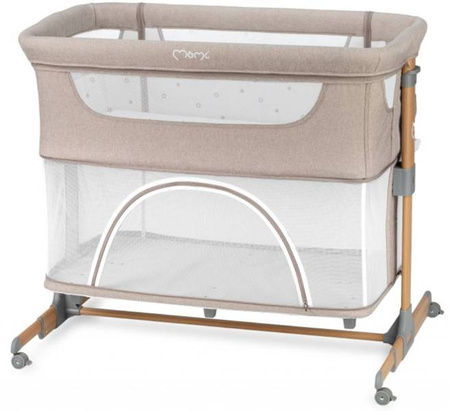 MoMi Smart Bed Łóżeczko Dostawne Kojec 4w1 Beige + Torba Transportowa