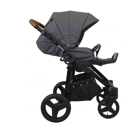 Kunert Rotax Wózek Głęboko-Spacerowy Szary Len + Pomarańcz Biała Rama Koła Żelowe