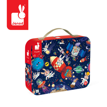Janod Puzzle w walizce Rakieta kosmiczna 54 elementy 5+
