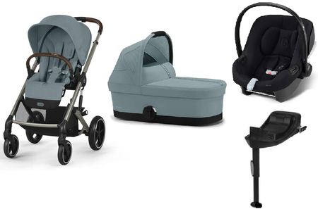 Cybex Balios S Lux Wózek Głęboko-Spacerowy Stormy Blue + Cybex Aton B2 i-Size Fotelik Samochodowy 0-13kg + Baza One Volcano Black