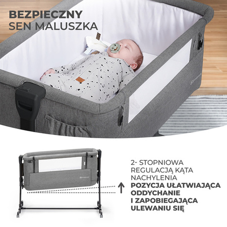 Kinderkraft Neste Grow Łóżeczko Dostawne Dark Grey