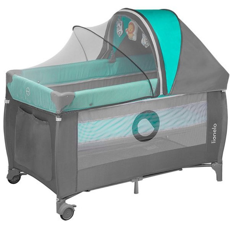 Lionelo Sven Plus Łóżeczko Turystyczne Turquoise Grey