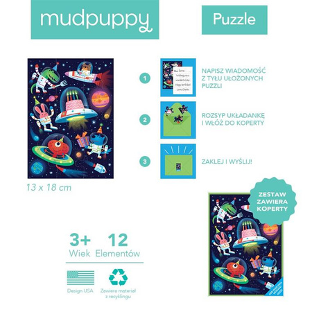 Mudpuppy Puzzle-kartka z życzeniami Kosmos 12 elementów 3+