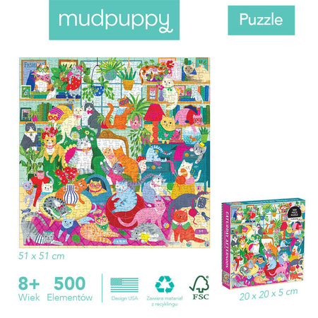 Mudpuppy Puzzle rodzinne Kocie popołudnie 500 elementów 8+