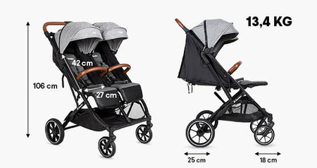 X-Lander X-Double Wózek Spacerowy Bliźniaczy Double Black