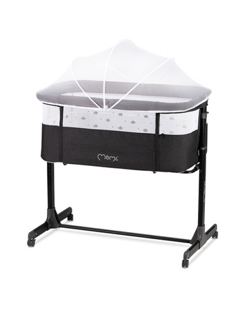 MoMi Revo Łóżeczko Dostawne 2w1 Ciemnoszare + Torba Transportowa