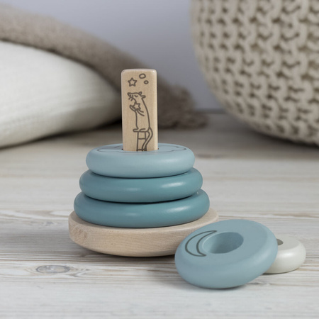 Micki Drewniana Układanka Piramida Niebieska