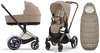 Cybex e-Priam 3.0 Wózek Głęboko-Spacerowy Cozy Beige + Cybex Platinum Śpiworek