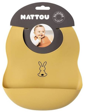 Nattou Śliniak Silikonowy z Zapięciem, bez BPA Ochra