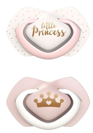 Canpol babies - Zestaw Smoczków Uspokajających Silikonowych Symetrycznych Light Touch Royal Baby 0-6m (2szt.) 22/650_pin Pink