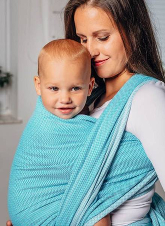 LennyLamb Moja Druga Chusta Do Noszenia Dzieci, Tkana Splotem Jodełkowym M Mała Jodełka Turkusowy