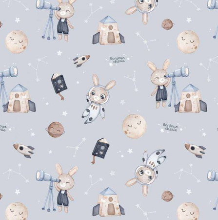 Bonjour Cherie Bambusowe Prześcieradło do Gondoli i Kosza Mojżesza 35x75cm Królik Astronom