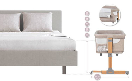 MoMi Smart Bed Łóżeczko Dostawne Kojec 4w1 Grey + Torba Transportowa