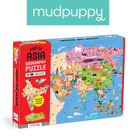 Mudpuppy Puzzle konturowe Mapa Azji 70 elementów 5+