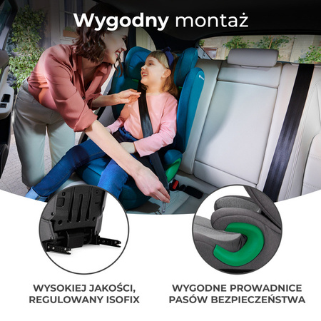 Kinderkraft Junior Fix 2 I-Size Fotelik Samochodowy 15-36kg 100-150cm Rocket Grey