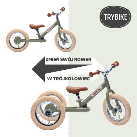 Trybike Pierwszy Rowerek Trójkołowy Dziecięcy Biegowy 2w1 Zielony Matowy
