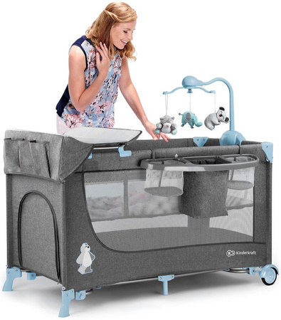 KinderKraft Joy Łóżeczko Turystyczne z Akcesoriami Niebieski