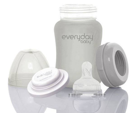 Everyday Baby, Szklana butelka ze smoczkiem S, 150 ml Szary