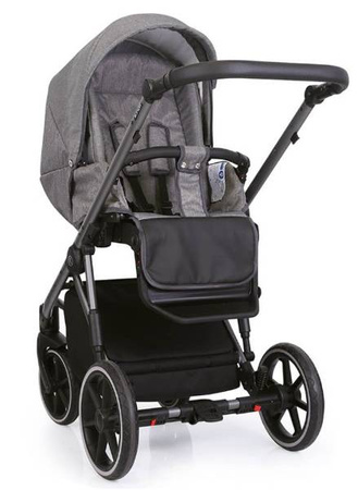 Kunert Molto Wózek Głęboko-Spacerowy 2w1 Grafit Jeans + Kwiaty Czarna Rama Koła Żelowe