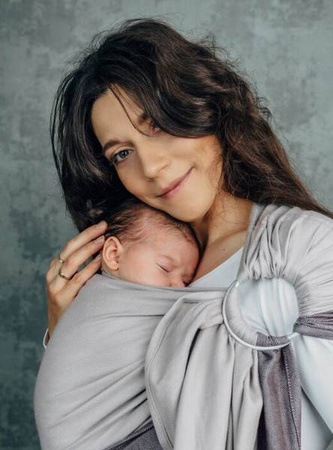 LennyLamb Moja Pierwsza Chusta Kółkowa Do Noszenia Dzieci Tkana Splotem Skośno-krzyżowym Ramie Bez Zakładek Standard 1,8 m 100% Bawełna Cool Grey