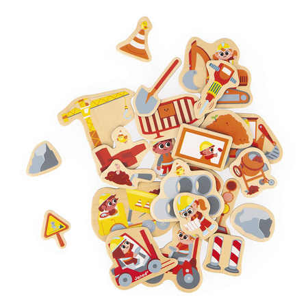 Janod Magnesy drewniane Plac budowy 24 szt. 2+